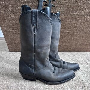 Loblan Vintage Leather Cowboy Boots Men's EU 41 (8) Brown Gray Western Pull On